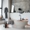 Stylish bathroom interior, stylish furniture, plumbing and accessories