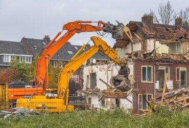 Two Demolition cranes at work