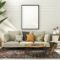 3D illustration Mockup photo frame in living room rendering