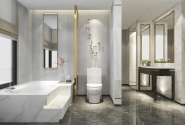 3d rendering luxury modern design bathroom and toilet