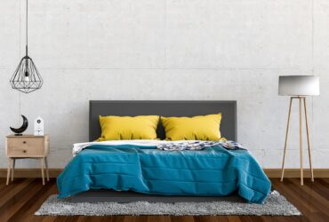 3D rendering of interior bedroom with decorations.