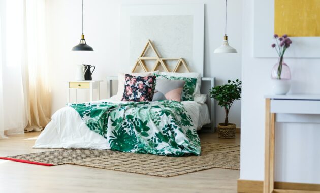 Bedding and modern furniture