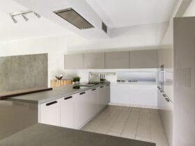Countertop and cabinets in modern kitchen
