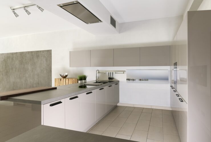 Countertop and cabinets in modern kitchen