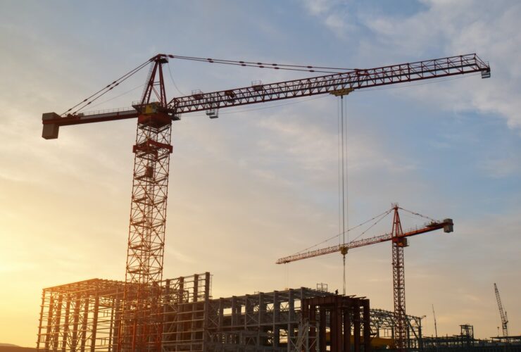 Crane silhouette building