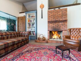 Elegant rustic living room with sofa,