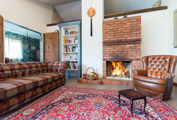 Elegant rustic living room with sofa,