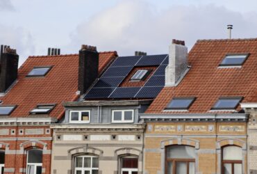 Solar energy on the roof of the tenement house.