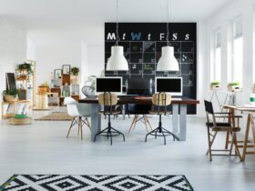 White office interior with desk