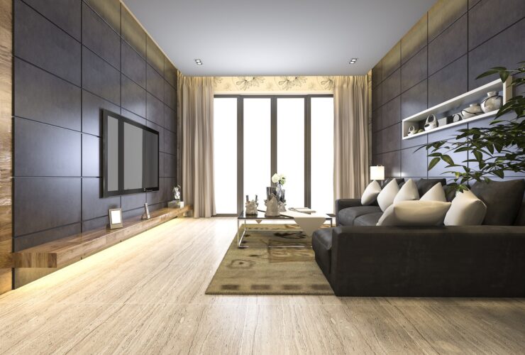 3d rendering luxury and modern living room