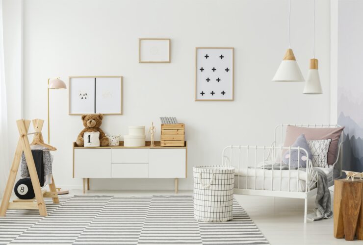 Kid's bedroom with wooden furniture