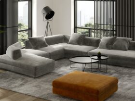 Minimalist Interior of modern living room 3D rendering