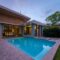 Modern house with a swimming pool, modern pool villa at the beach