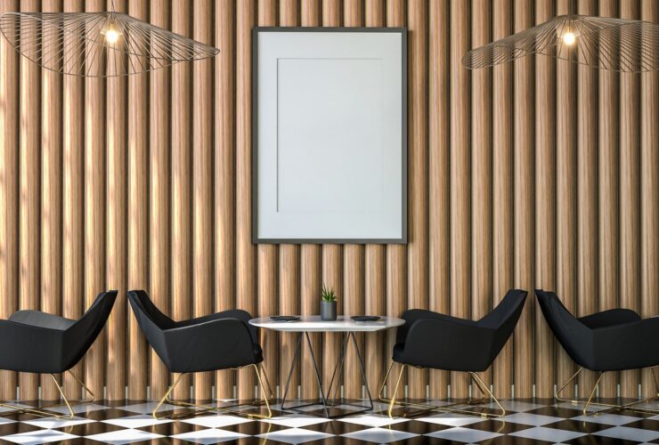 3D Mockup photo frame in Canteen interior