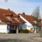 Classic german residential houses with orange roofing tiles and windows