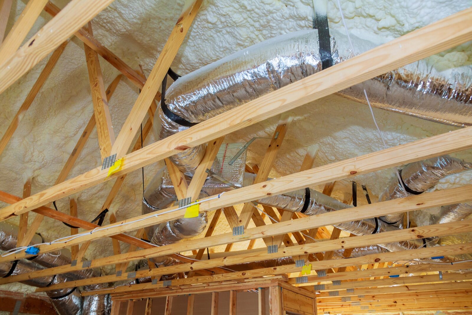 Construction new home of installed of HVAC vent in roofing