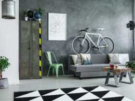 Industrial living room with bike