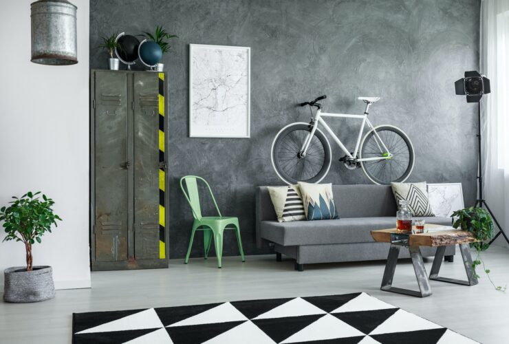 Industrial living room with bike