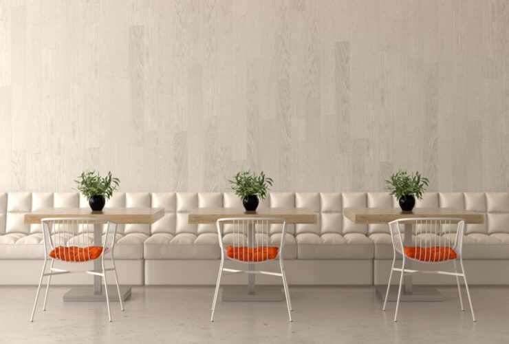 Interior design of a coffee shop, cafe. 3D rendering