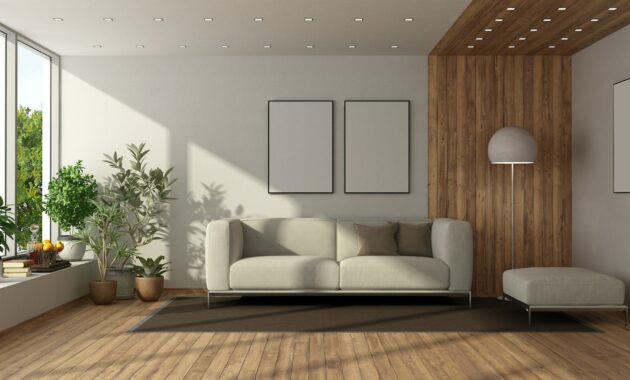 Minimalist living room with large window