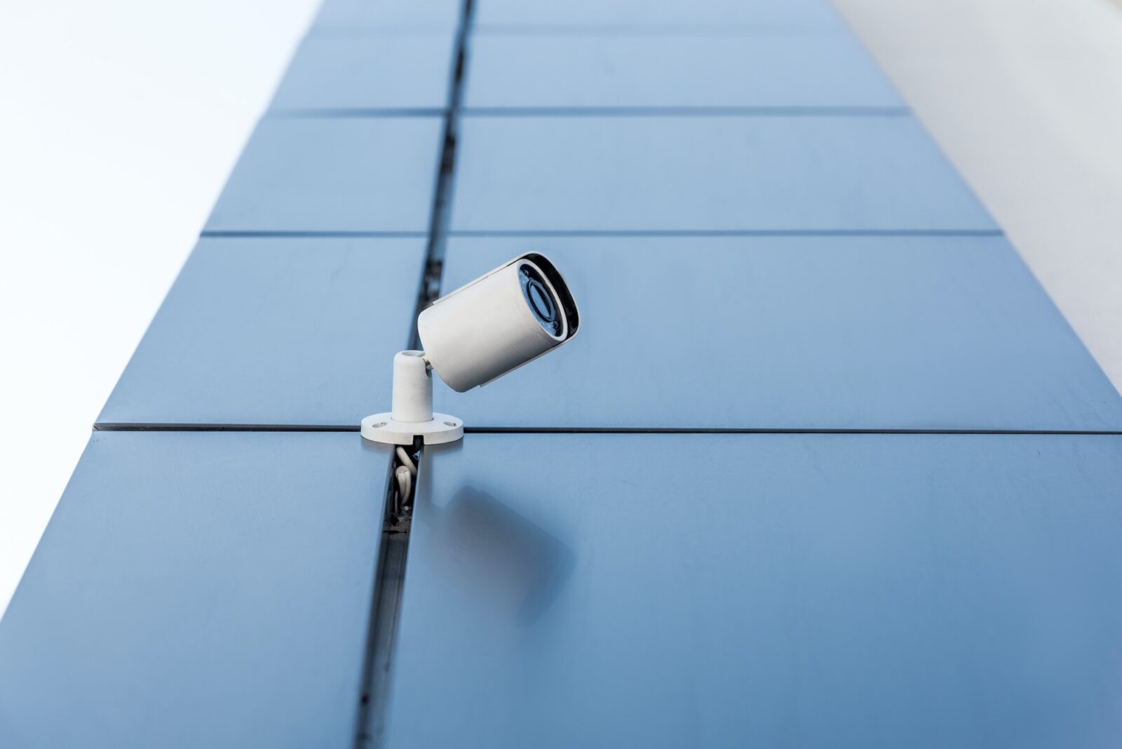 one security camera on office building, security system concept