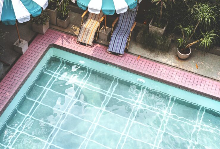 Swimming pool in summer time