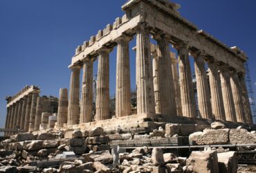 View Of Parthenon Against Clear Sky