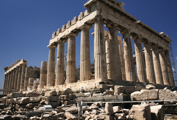 View Of Parthenon Against Clear Sky