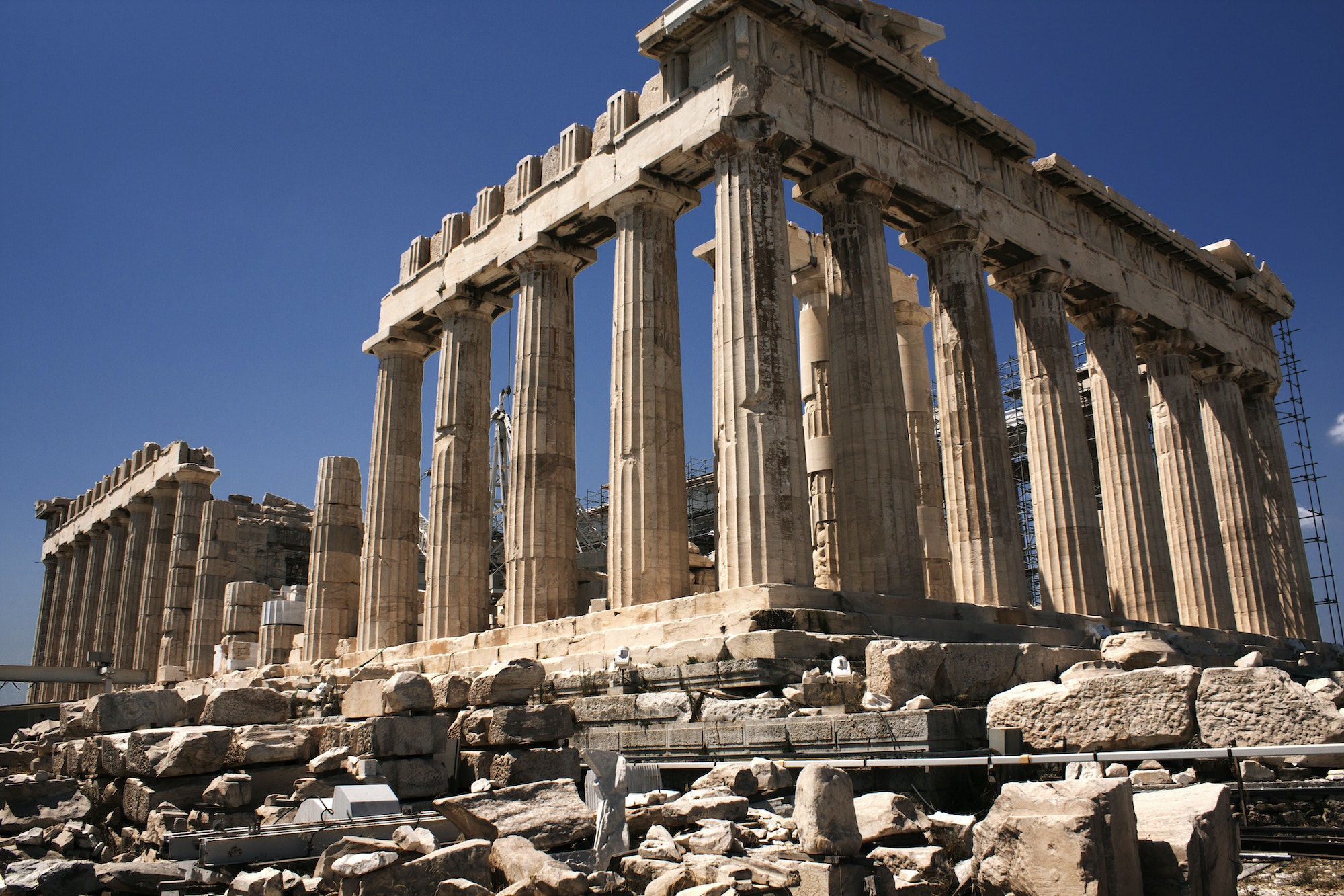 View Of Parthenon Against Clear Sky