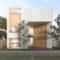 3d rendering white cubic house with modern design