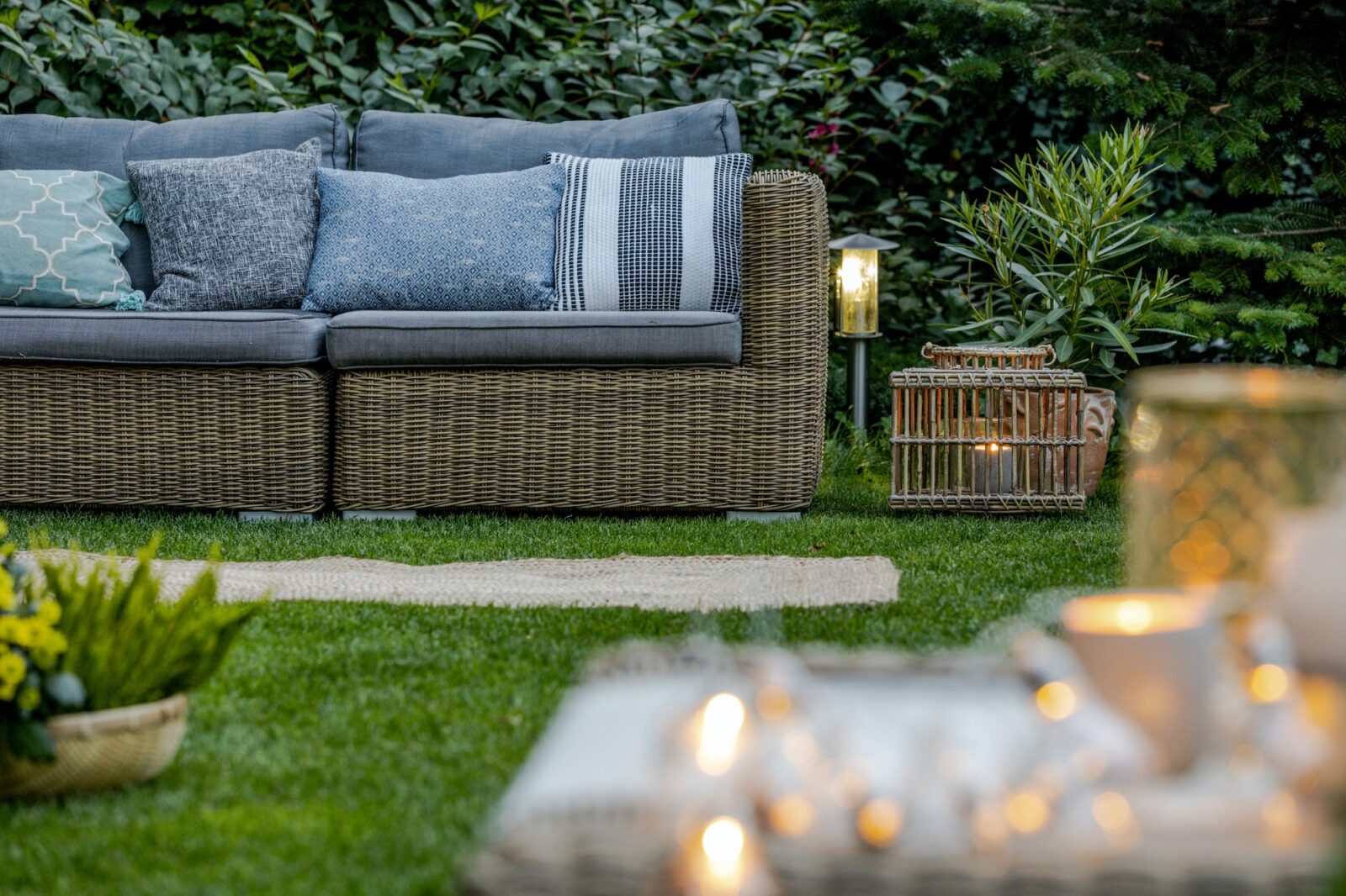 Autumn evening in a backyard