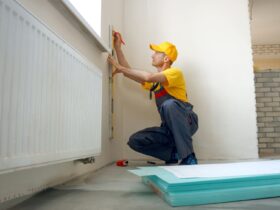 Construction worker making house renovation.
