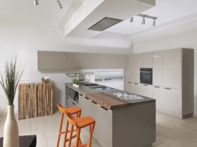 Countertop and cabinets in modern kitchen