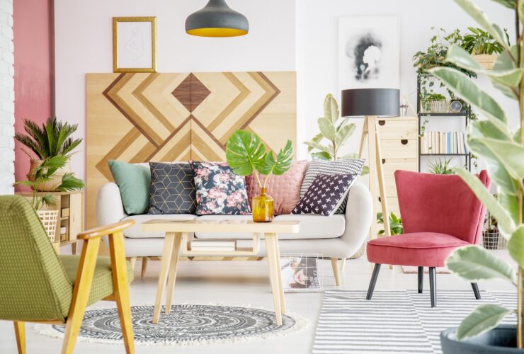Patterned cozy living room