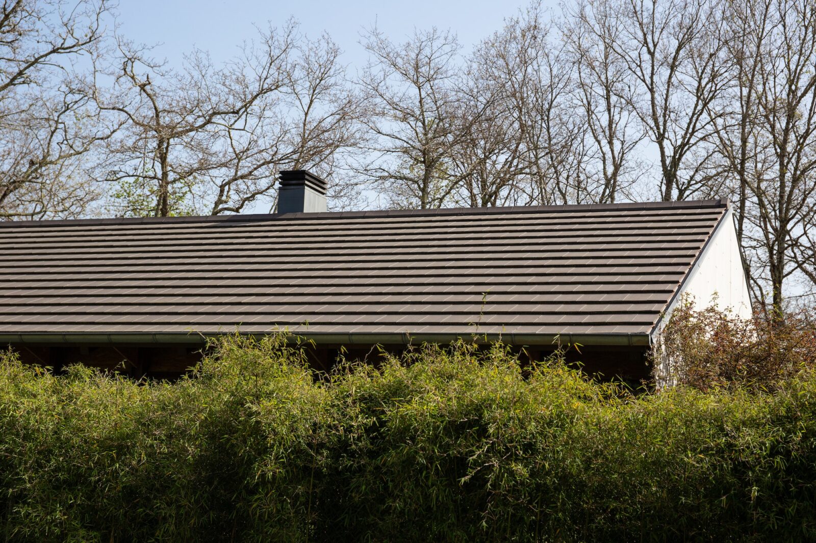 Flat roof tile house