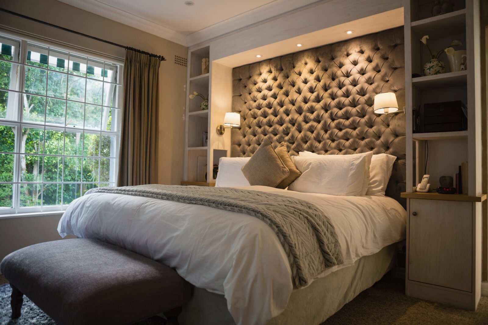 Illuminated neat bedroom