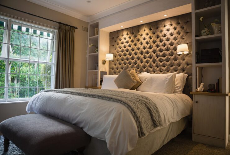Illuminated neat bedroom