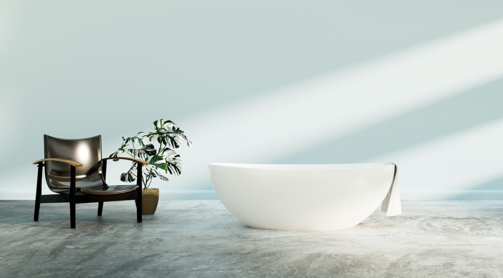 Interior bathroom with chair in clean and clearly rest room