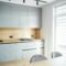 Light modern kitchen interior with gray tones. Cozy home.