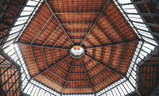 Modern dome roof, view from inside