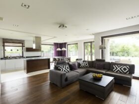 Modern house with white walls