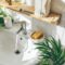Top view of sing in a bathroom in biophilic design