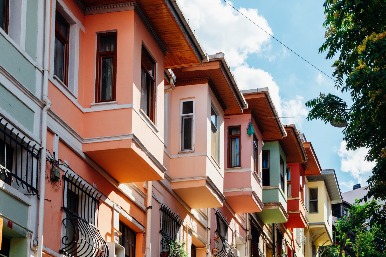 Colourful historical house in Balat a popular photo spot, Istanbul, Turkey