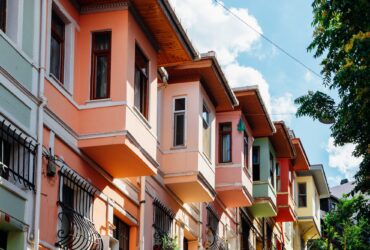 Colourful historical house in Balat a popular photo spot, Istanbul, Turkey