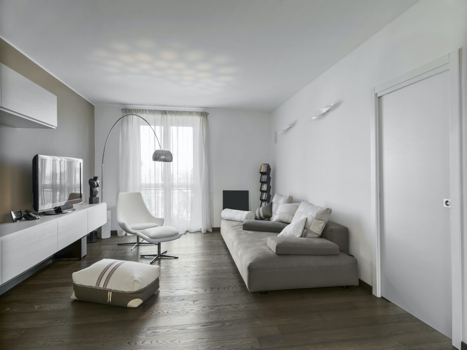 Interiors of a Modern Living Room with Wood Floor