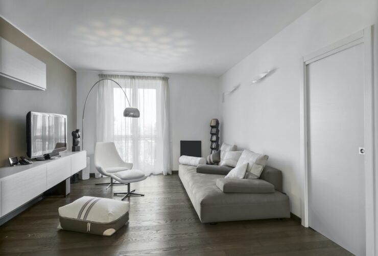 Interiors of a Modern Living Room with Wood Floor