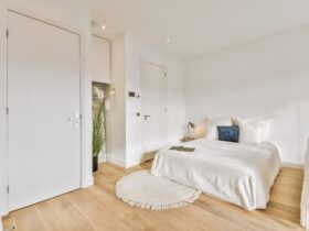 Modern room with white bed