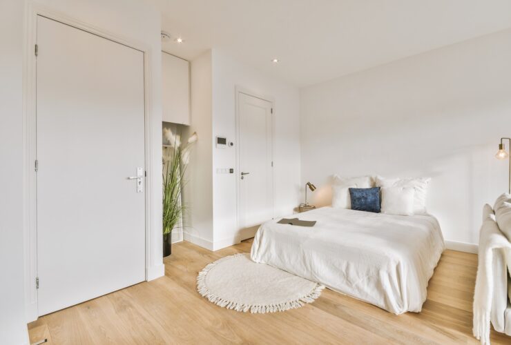 Modern room with white bed