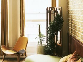 Retro style mid-century modern decorated apartment
