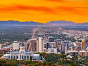 Salt Lake City, Utah, USA Downtown City Skyline